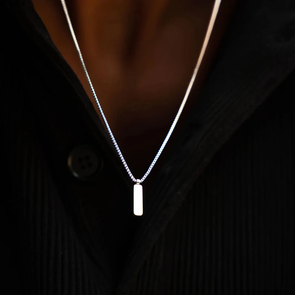Men's Box Pendant Necklace - Gold X Silver - BRAVAN Men's Box Pendant Necklace - Gold X Silver| Waterproof Men's Jewelry  (Store description)