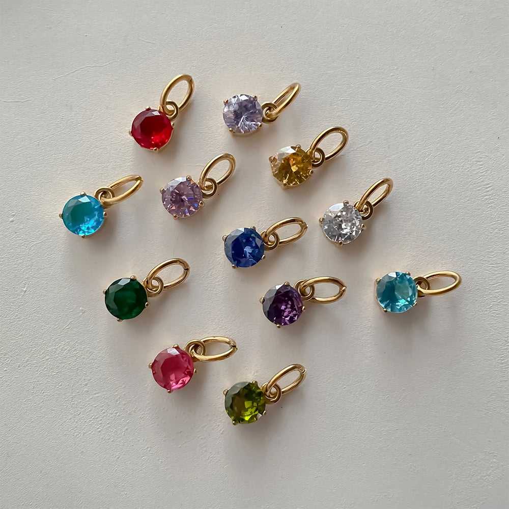Circle Birthstone Pendant - Gold