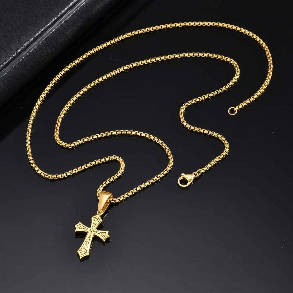 Cross Pendant Necklace - Gold - BRAVAN Cross Pendant Necklace - Gold  (Store description)