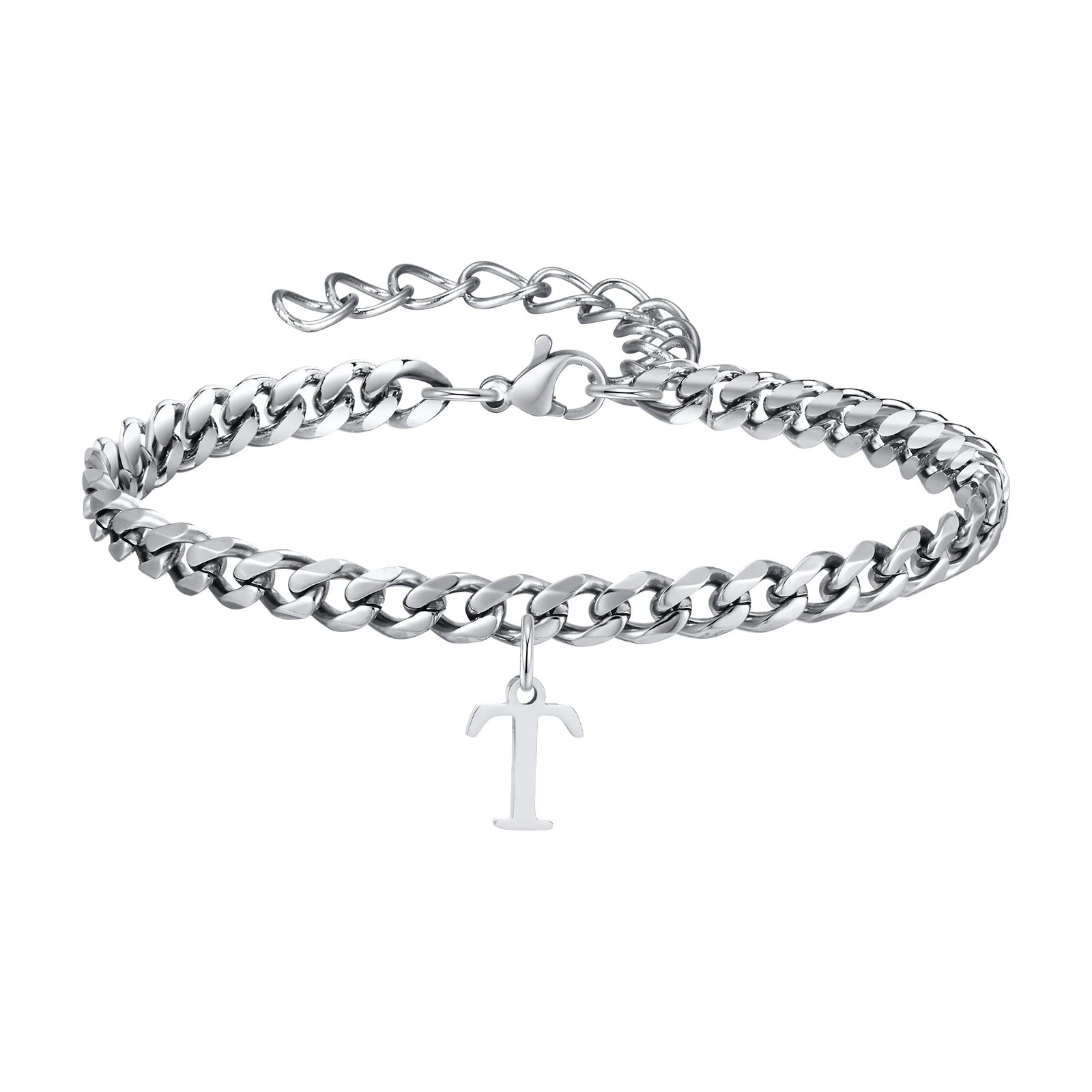 A-Z Cuban Initial Bracelet - Silver - BRAVAN A-Z Cuban Initial Bracelet - Silver  (Store description)