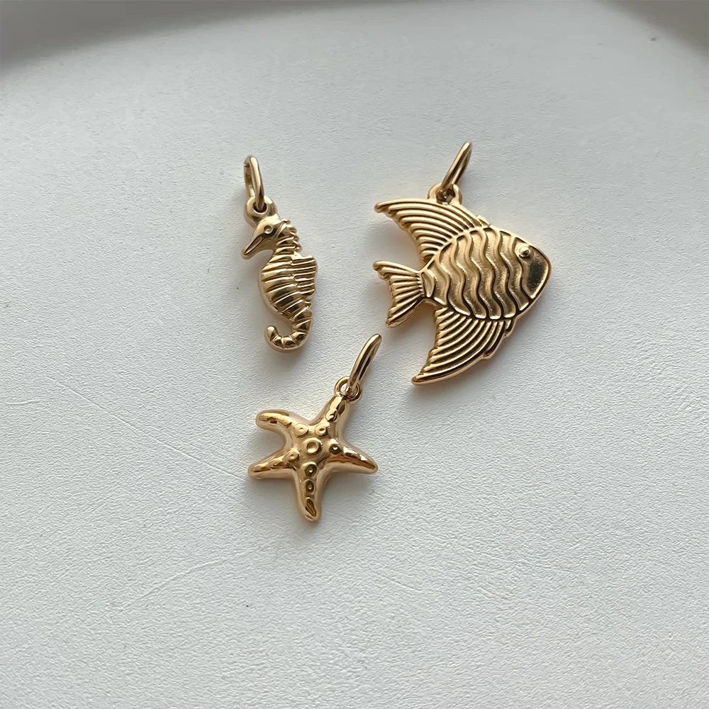 Ocean-Inspired Charm Pendants – Gold