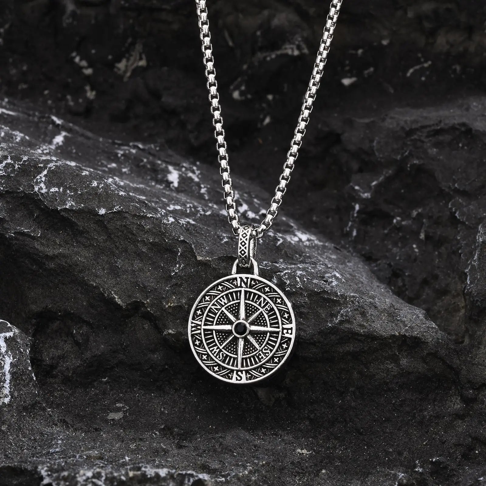 Compass Pendant Necklace - Silver - BRAVAN Compass Pendant Necklace - Silver  (Store description)