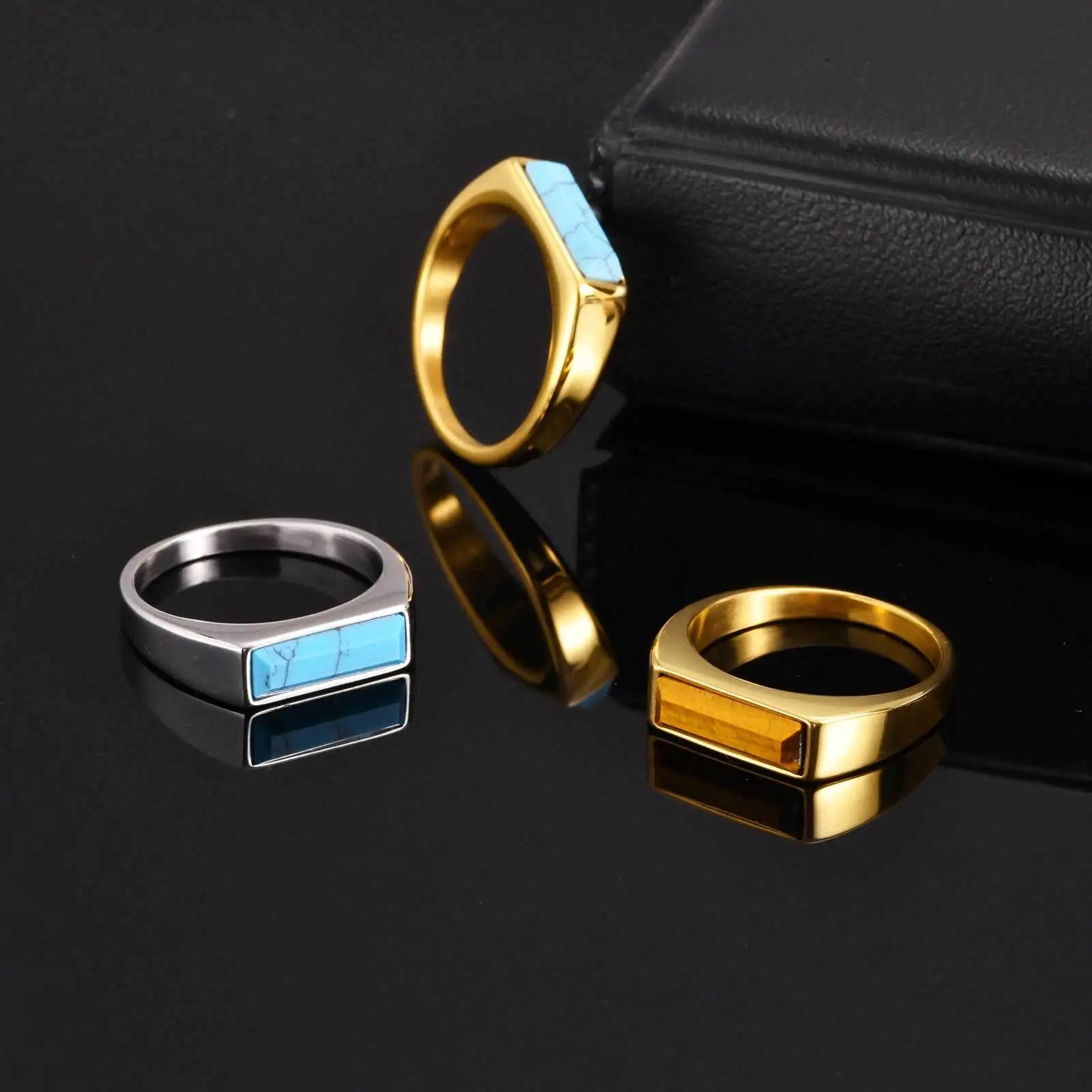 Natural Stone Signet Ring - Gold - BRAVAN Natural Stone Signet Ring - Gold  (Store description)