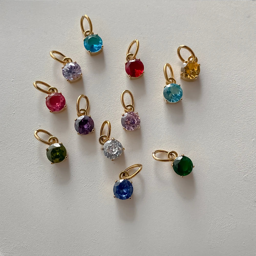 Circle Birthstone Pendant - Gold