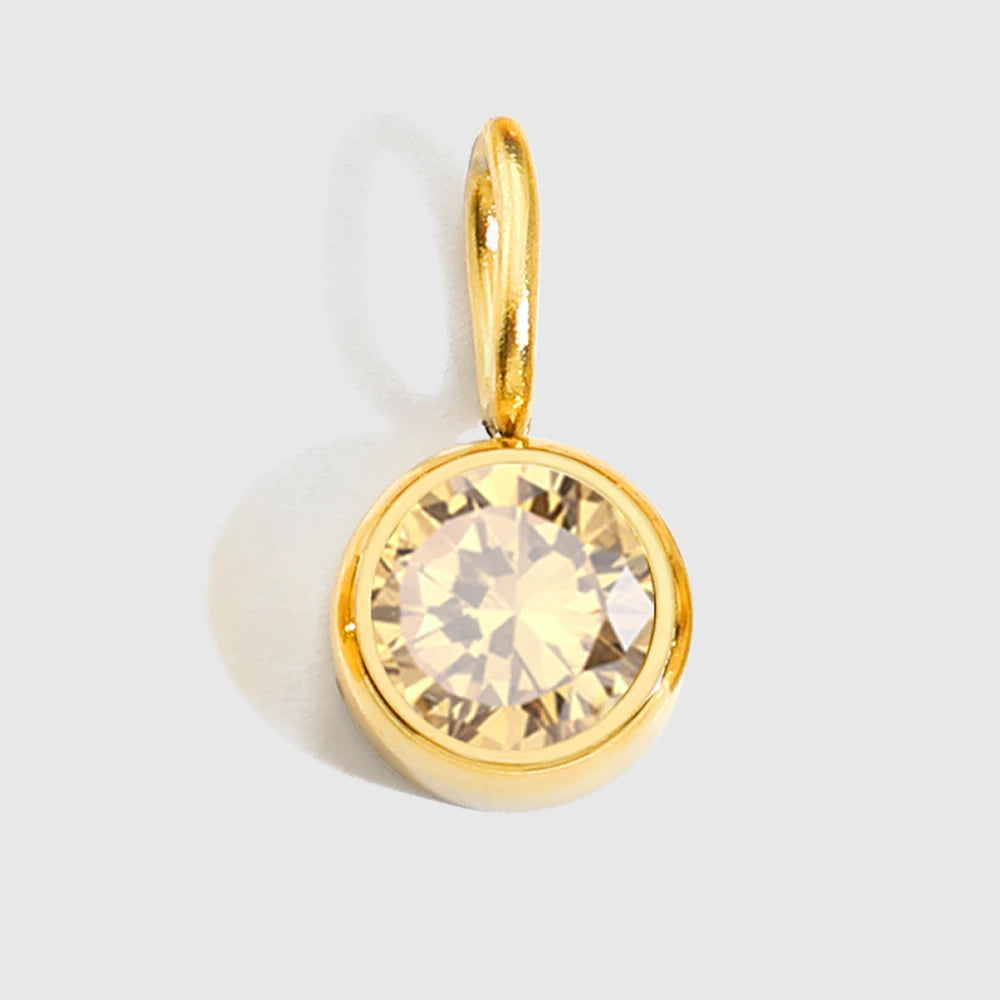 Round Birthstone Pendants - Gold