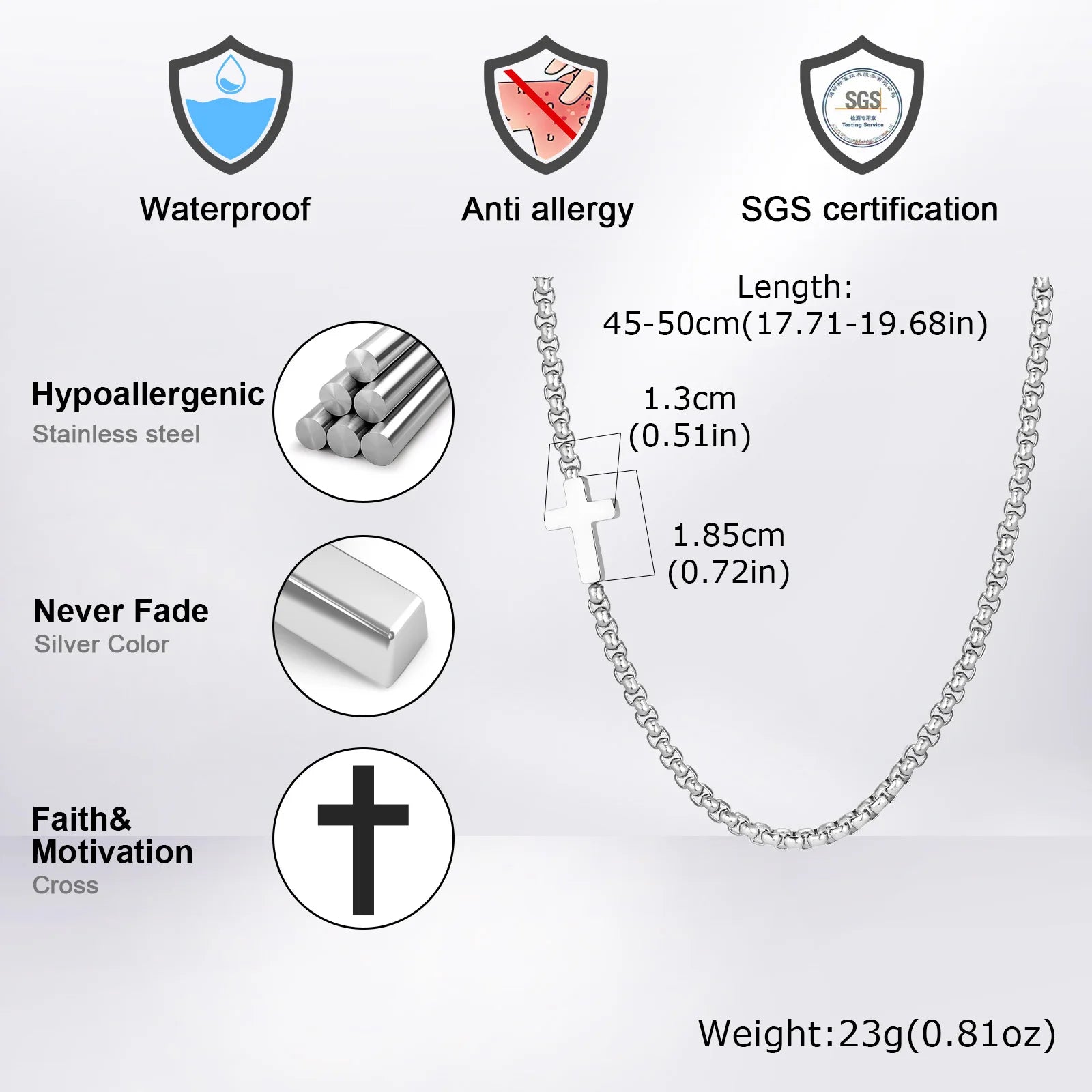 Cross Necklace - Silver - BRAVAN Cross Necklace - Silver | Waterproof Men’s Jewelry – BRAVANA  (Store description)
