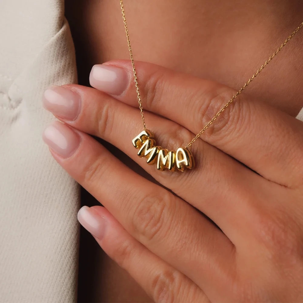 Bubble Name Necklace - Gold