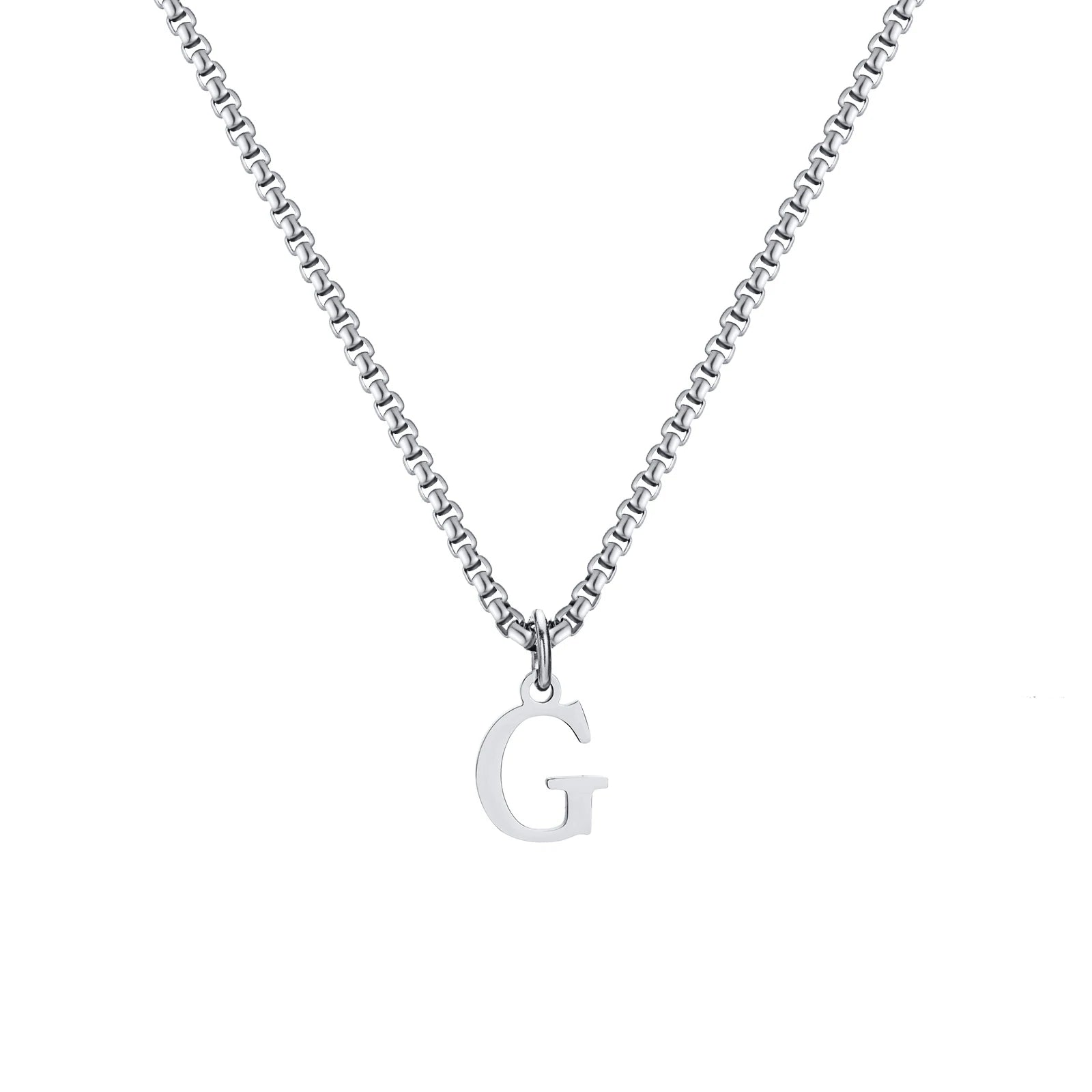 A-Z Letter Necklace - Silver - BRAVAN A-Z Letter Necklace - Silver  (Store description)