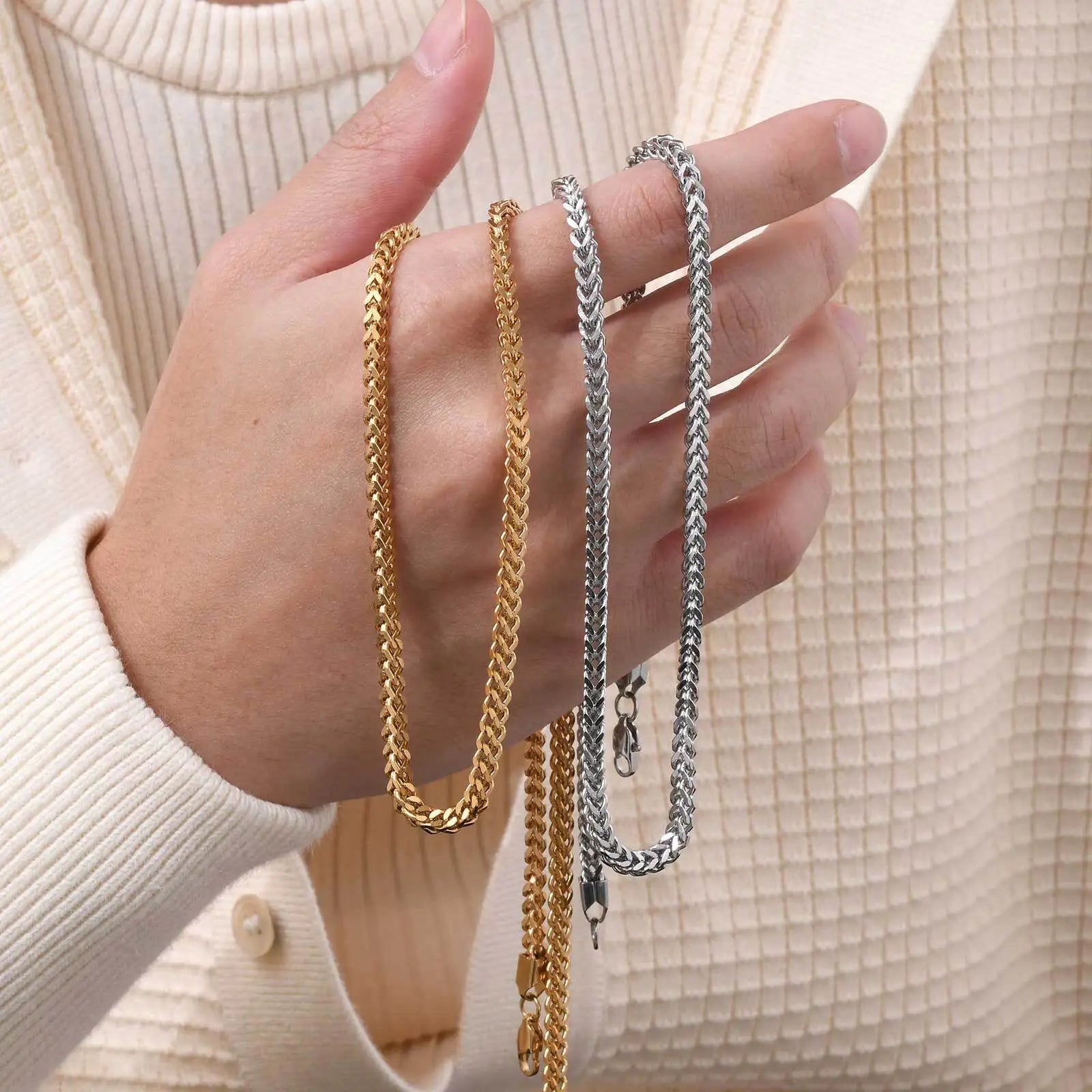 Foxtail Franco Necklace - Gold - BRAVAN Foxtail Franco Necklace - Gold  (Store description)
