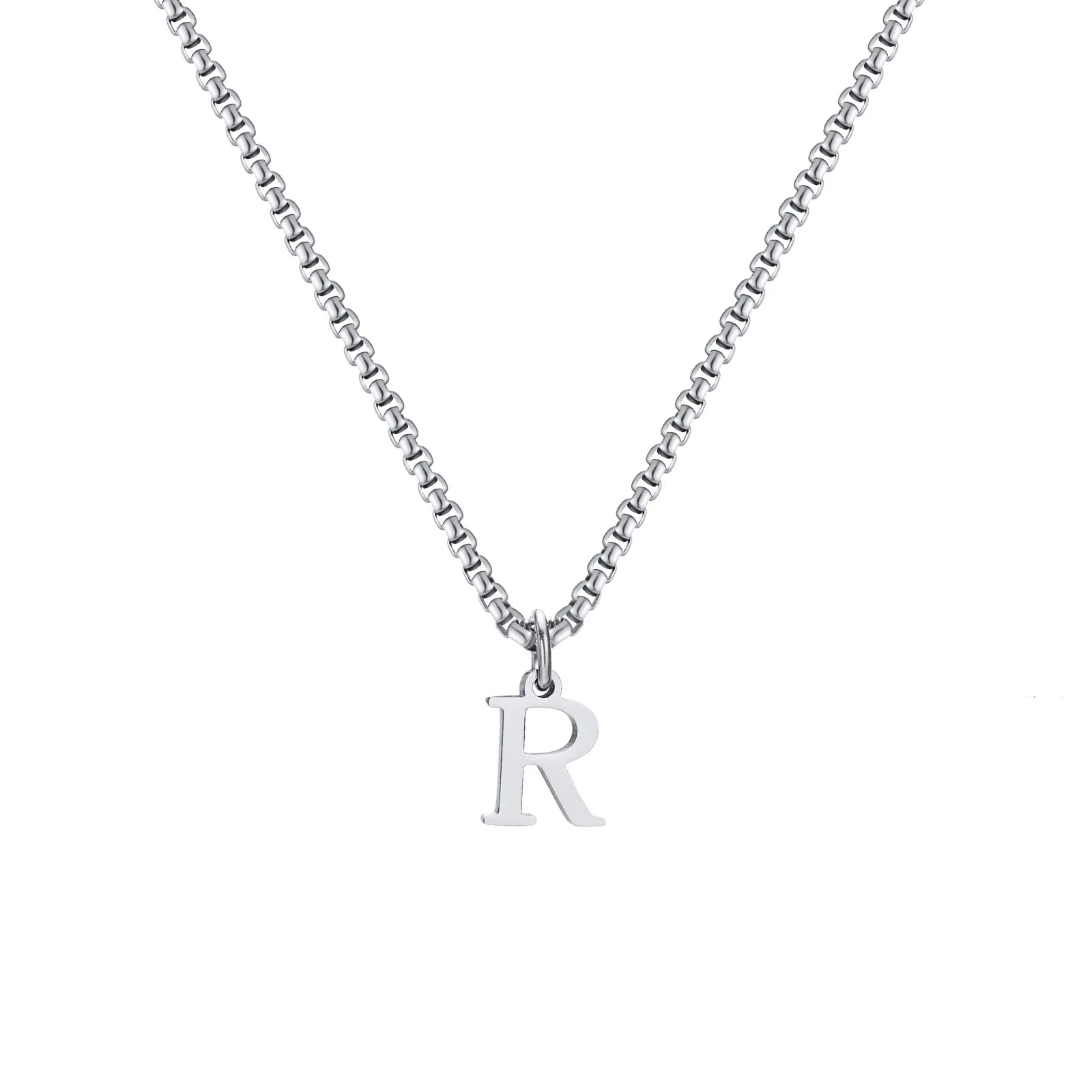 A-Z Letter Necklace - Silver - BRAVAN A-Z Letter Necklace - Silver  (Store description)