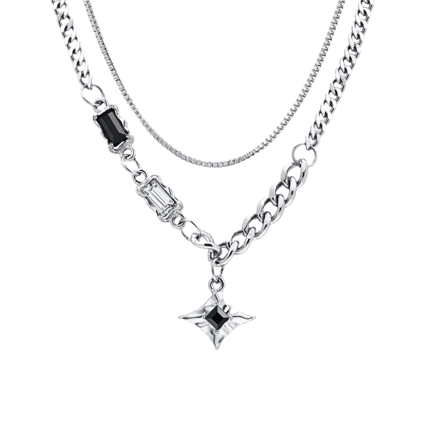 Black Star Necklace - Silver - BRAVAN Black Star Necklace - Silver  (Store description)