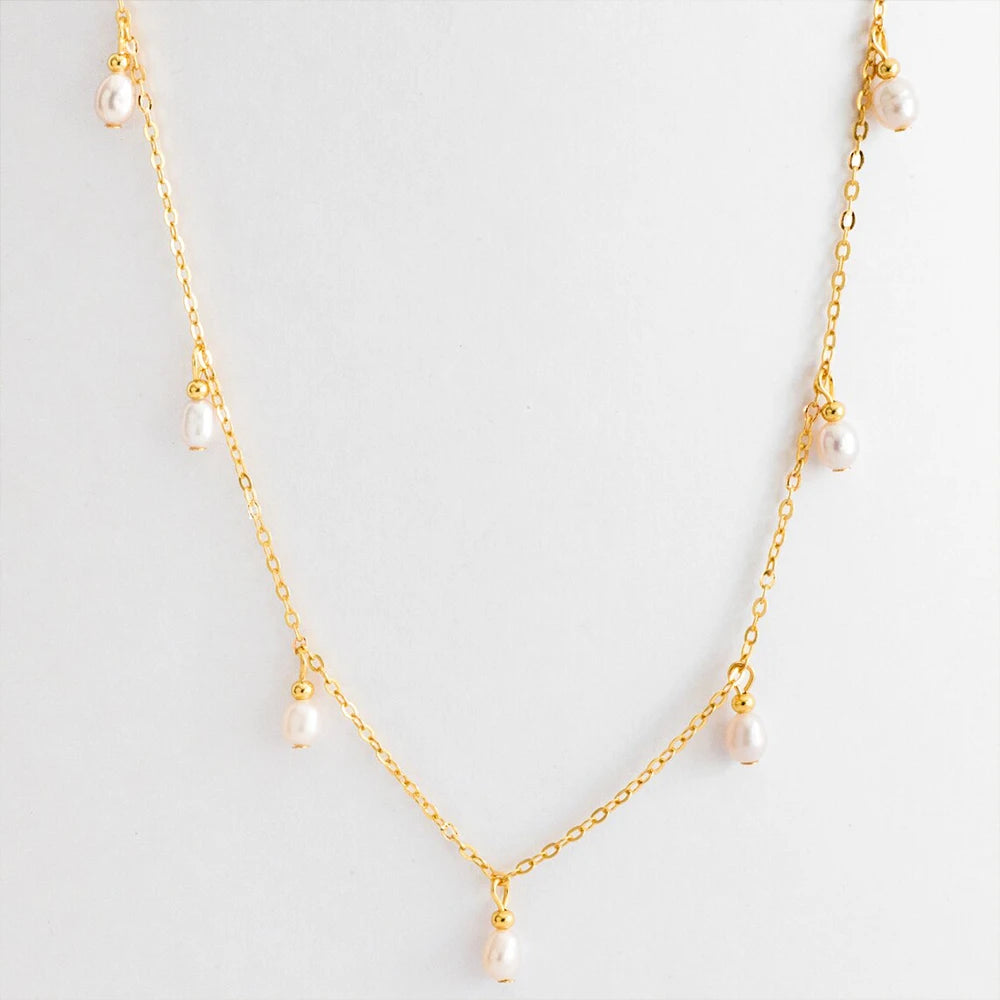 Clavicle Pearl Necklace - Gold