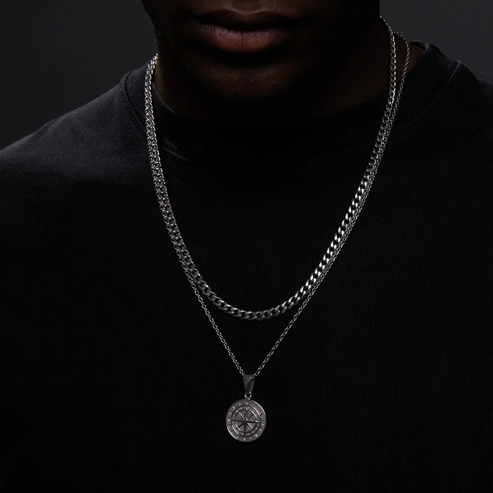 Stacked Compass Necklace - Gold - BRAVAN Stacked Compass Necklace - Gold  (Store description)