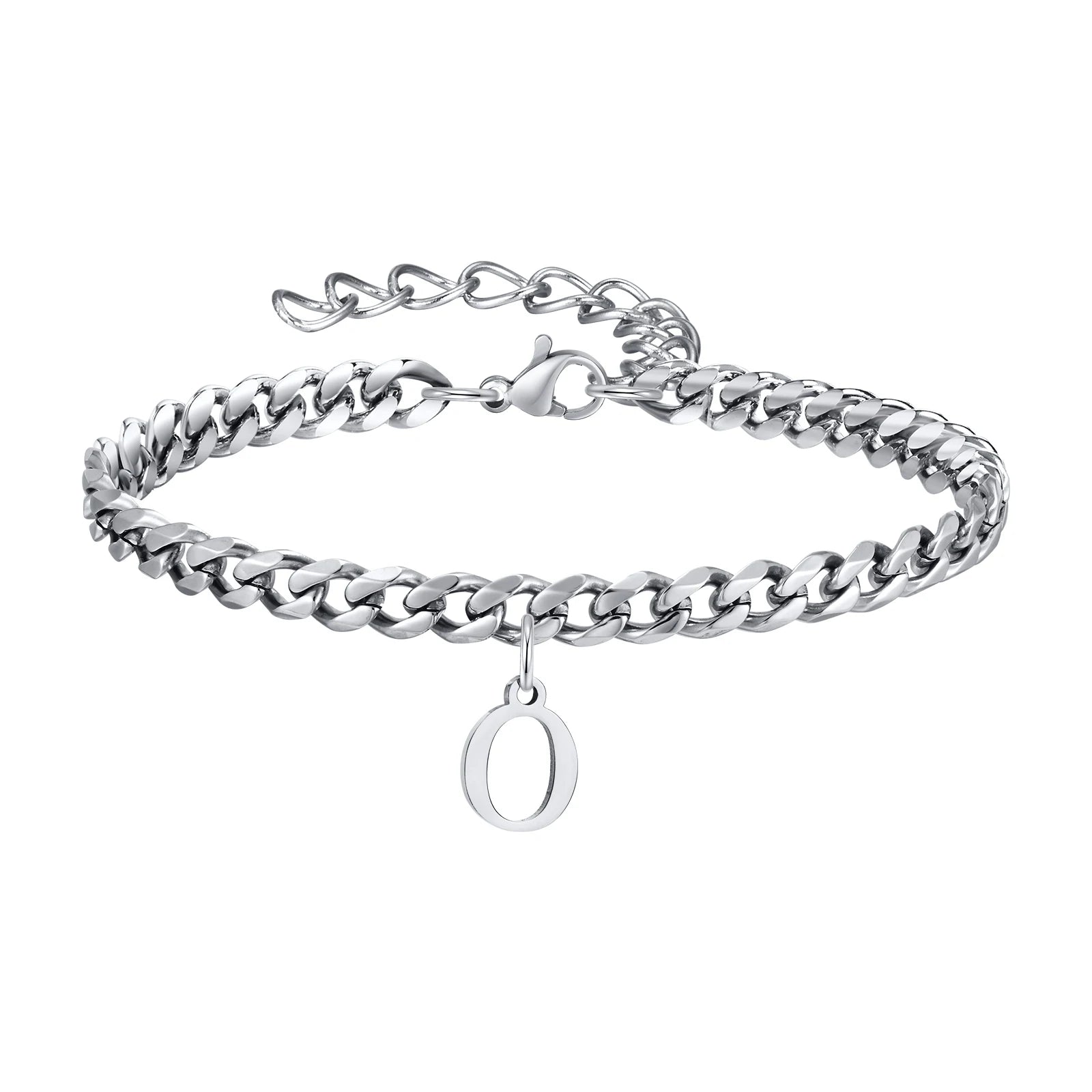 A-Z Cuban Initial Bracelet - Silver - BRAVAN A-Z Cuban Initial Bracelet - Silver  (Store description)