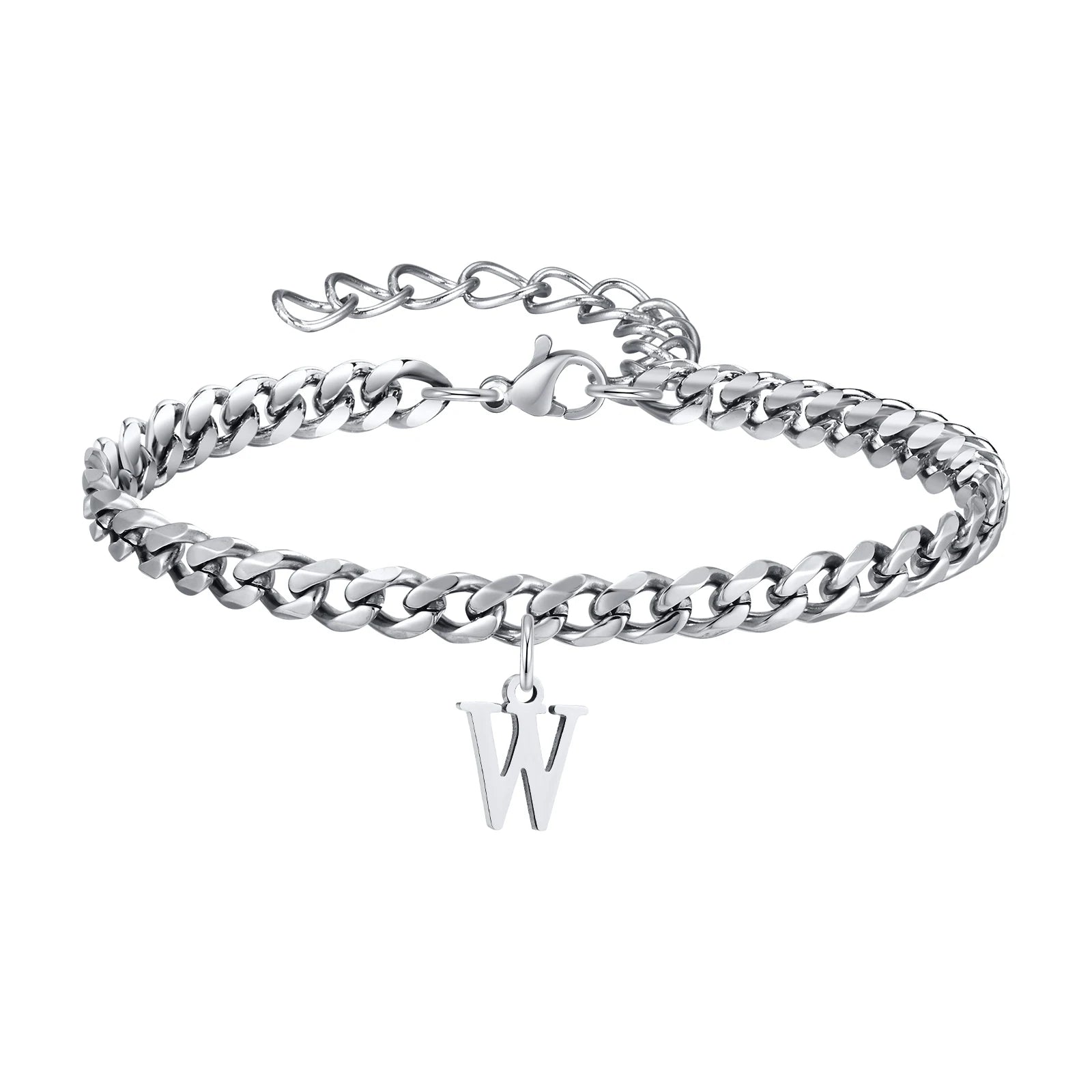 A-Z Cuban Initial Bracelet - Silver - BRAVAN A-Z Cuban Initial Bracelet - Silver  (Store description)