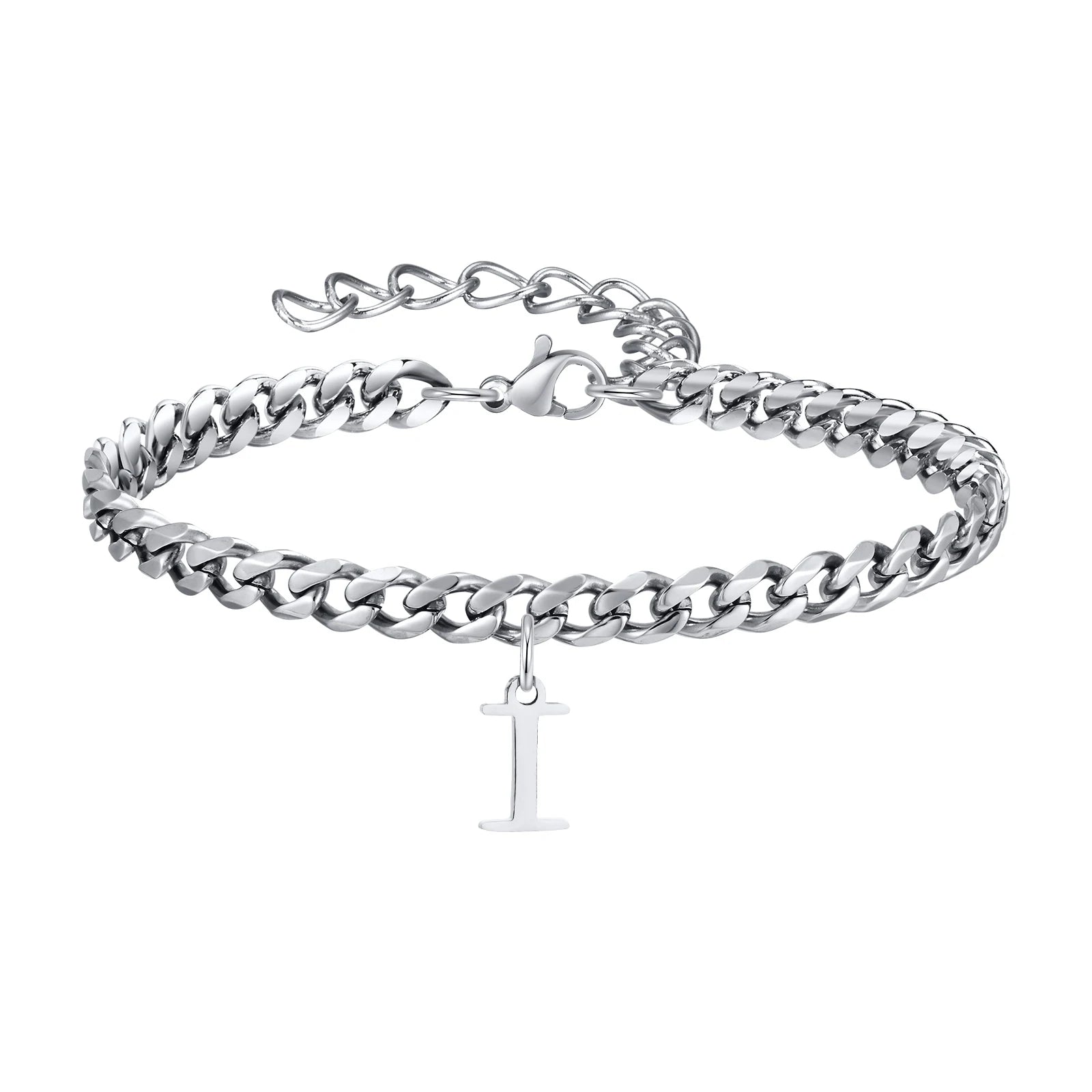 A-Z Cuban Initial Bracelet - Silver - BRAVAN A-Z Cuban Initial Bracelet - Silver  (Store description)