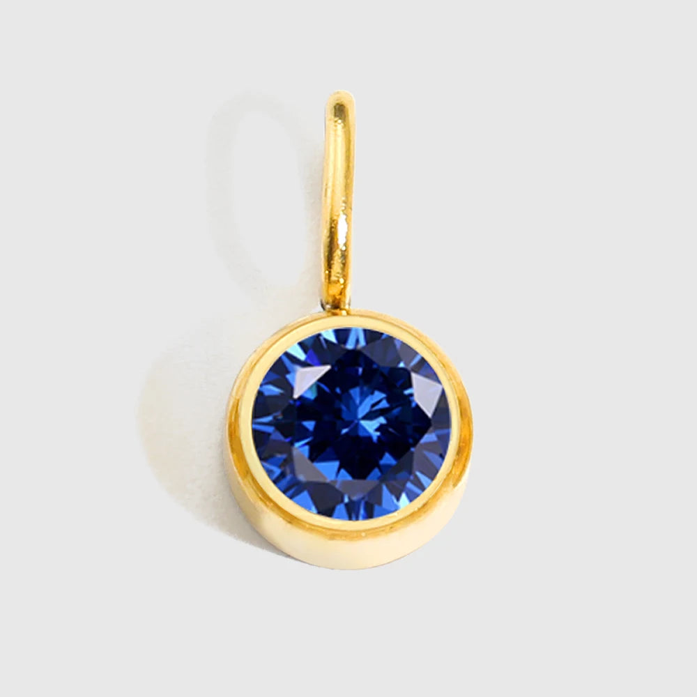 Round Birthstone Pendants - Gold