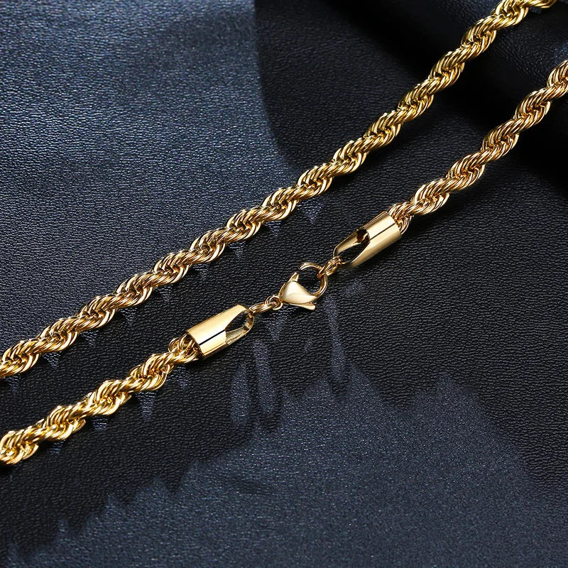 Twisted Rope Necklace - Gold - BRAVAN Twisted Rope Necklace - Gold  (Store description)