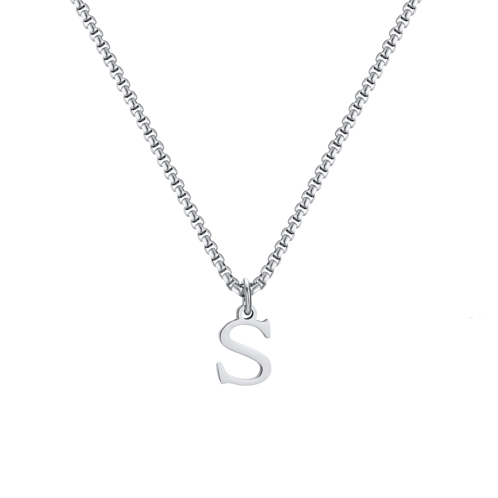 A-Z Letter Necklace - Silver - BRAVAN A-Z Letter Necklace - Silver  (Store description)