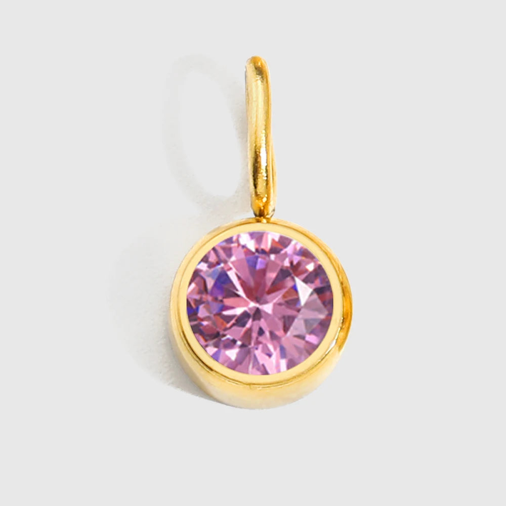 Round Birthstone Pendants - Gold