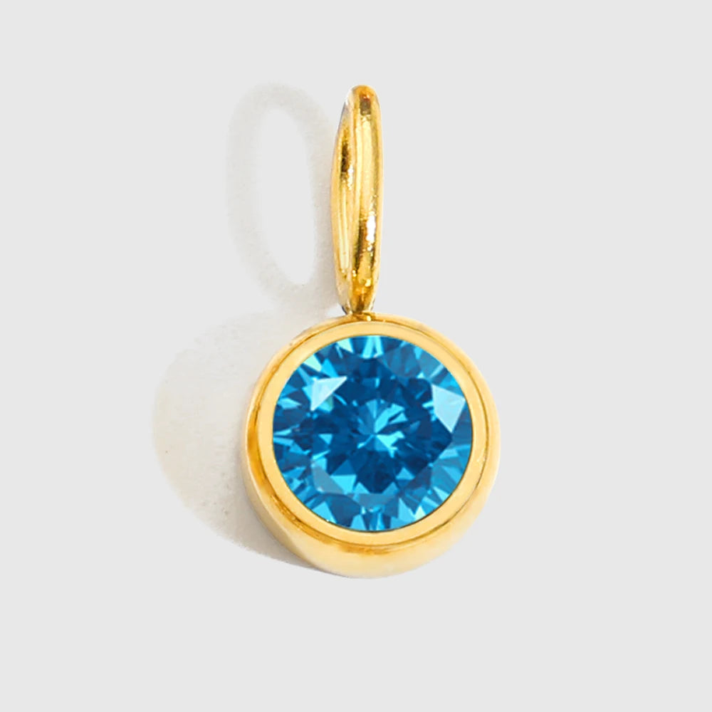 Round Birthstone Pendants - Gold