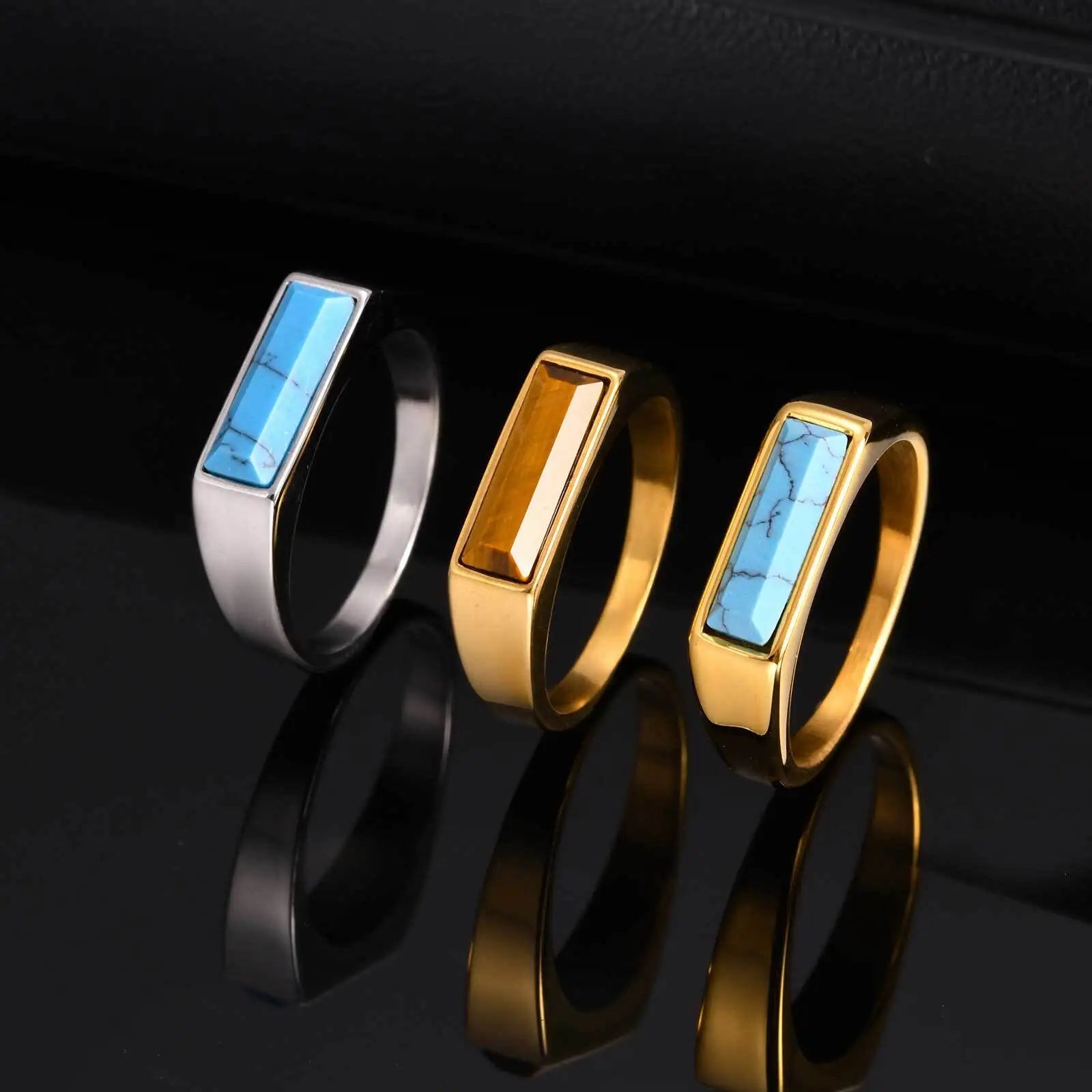 Natural Stone Signet Ring - Gold - BRAVAN Natural Stone Signet Ring - Gold  (Store description)