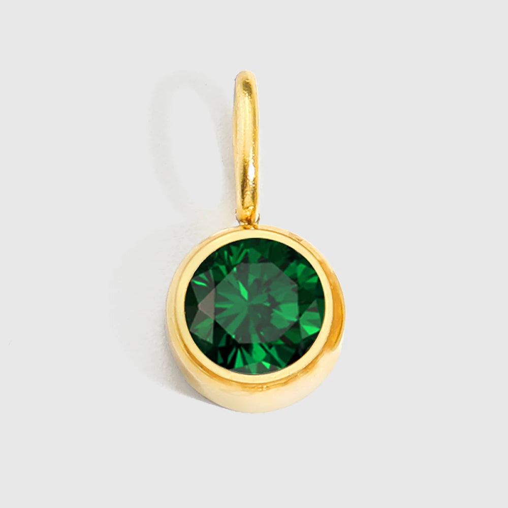 Round Birthstone Pendants - Gold
