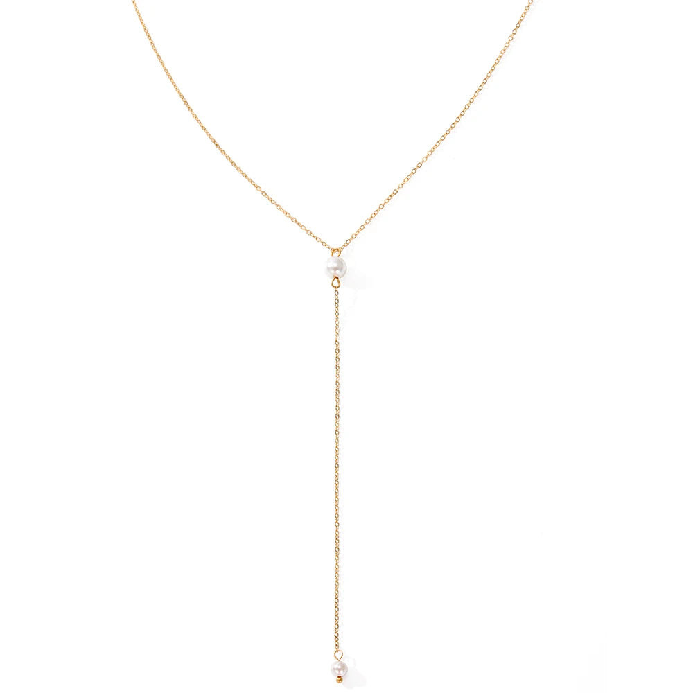 Dainty Pearl Necklace - Gold