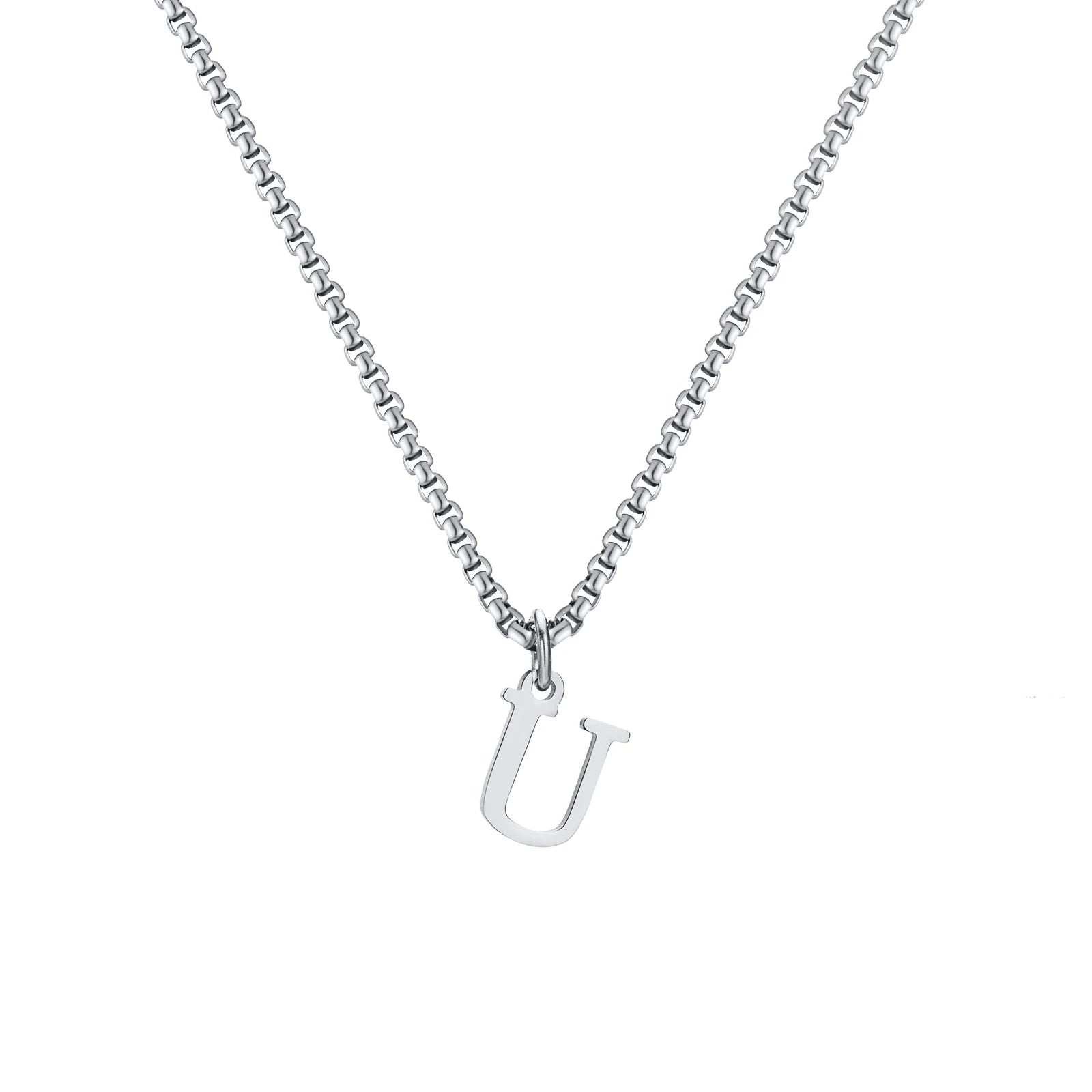 A-Z Letter Necklace - Silver - BRAVAN A-Z Letter Necklace - Silver  (Store description)