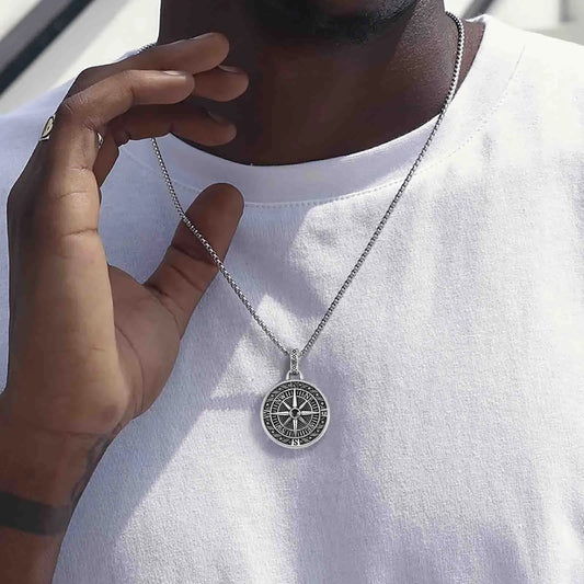 Compass Pendant Necklace - Silver - BRAVAN Compass Pendant Necklace - Silver  (Store description)