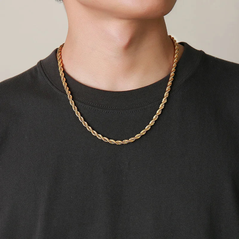Twisted Rope Necklace - Gold - BRAVAN Twisted Rope Necklace - Gold  (Store description)