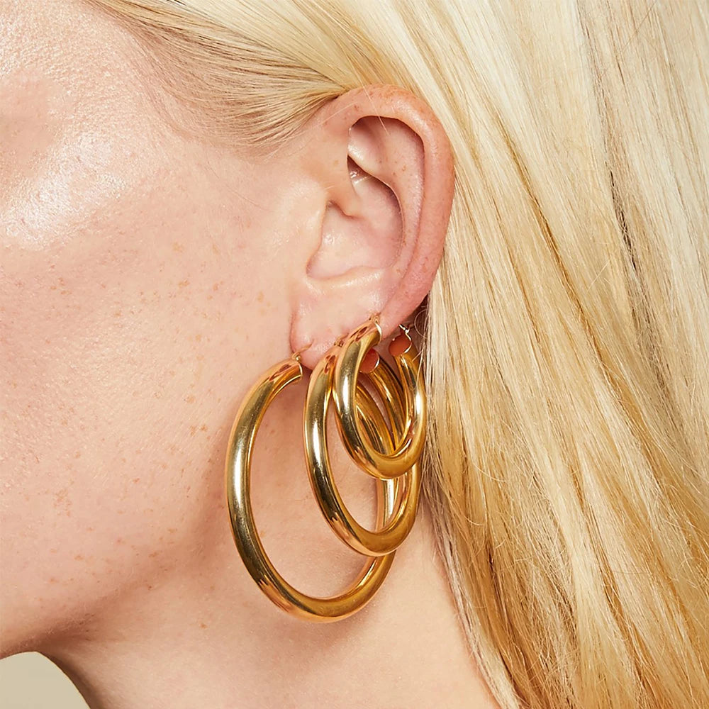 3Pc Hoop Earring Set - Gold