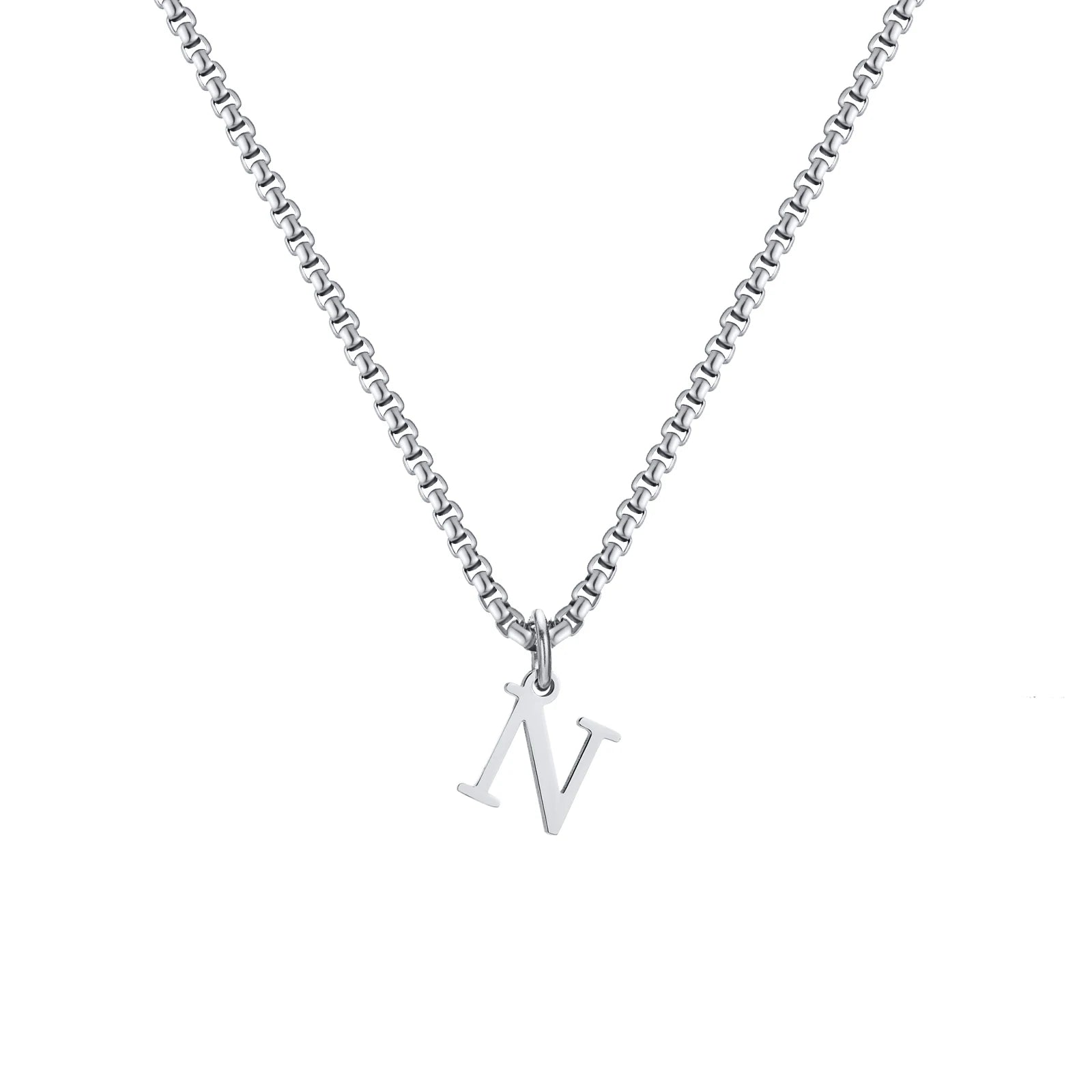 A-Z Letter Necklace - Silver - BRAVAN A-Z Letter Necklace - Silver  (Store description)