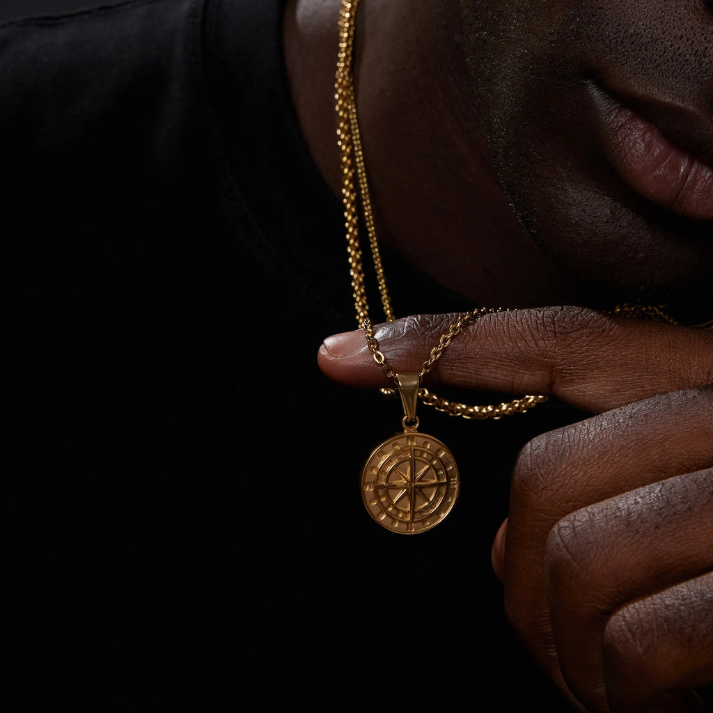 Stacked Compass Necklace - Gold - BRAVAN Stacked Compass Necklace - Gold  (Store description)