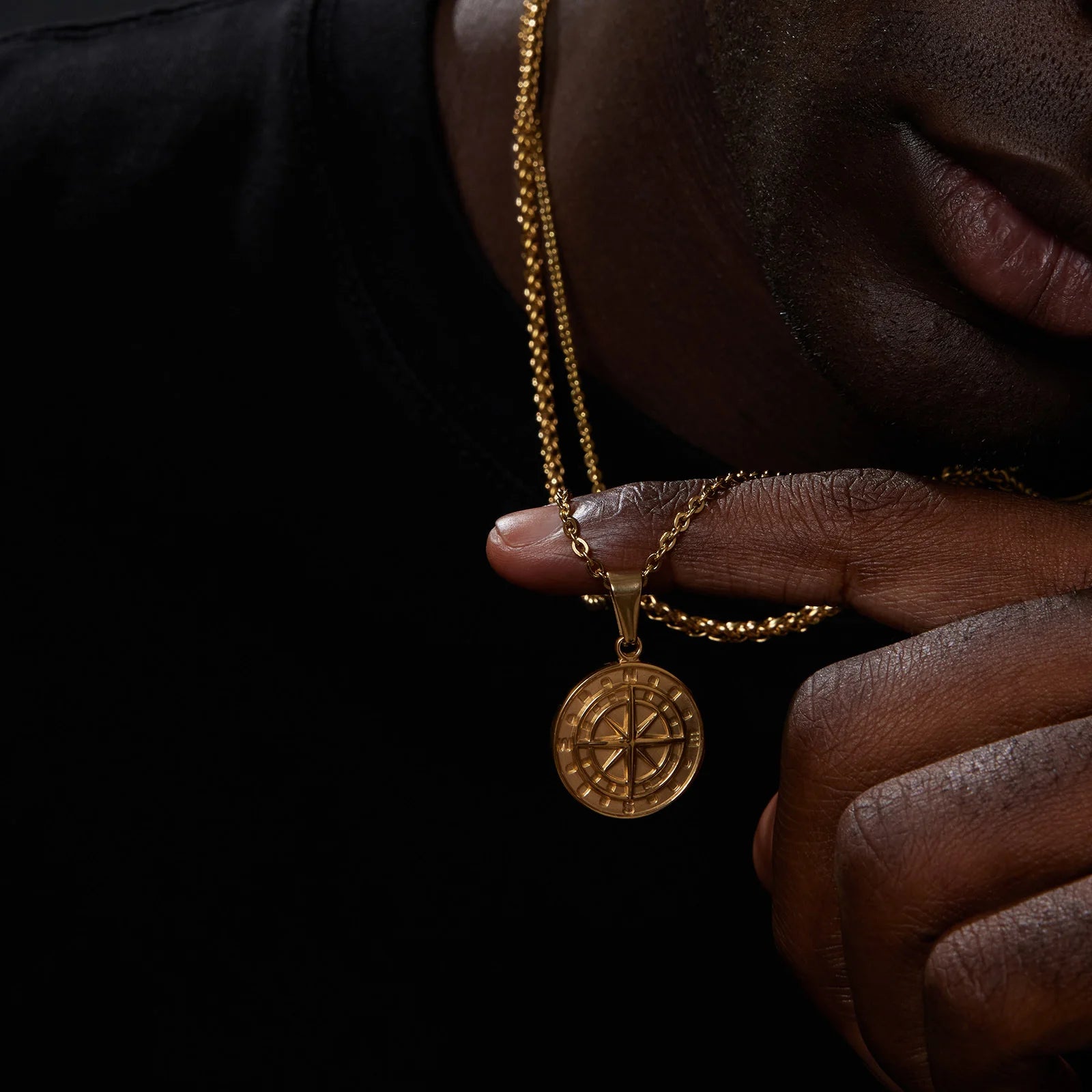 Stacked Compass Necklace - Gold - BRAVAN Stacked Compass Necklace - Gold  (Store description)