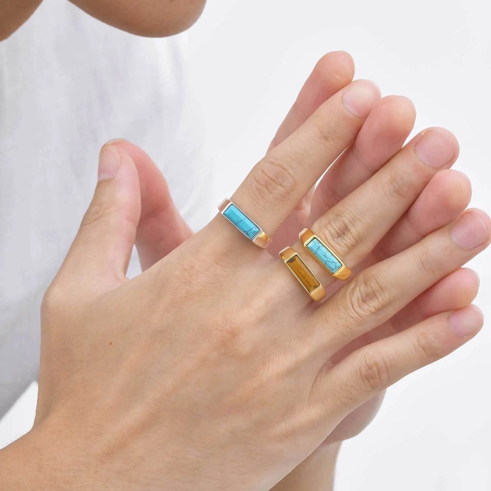 Natural Stone Signet Ring - Gold - BRAVAN Natural Stone Signet Ring - Gold  (Store description)
