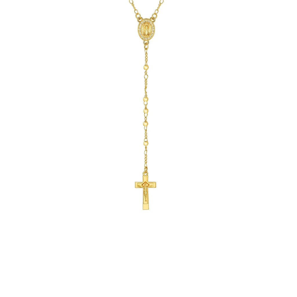 Virgin Mary Heart Rosary Necklace - Gold - BRAVAN Virgin Mary Heart Rosary Necklace - Gold  (Store description)