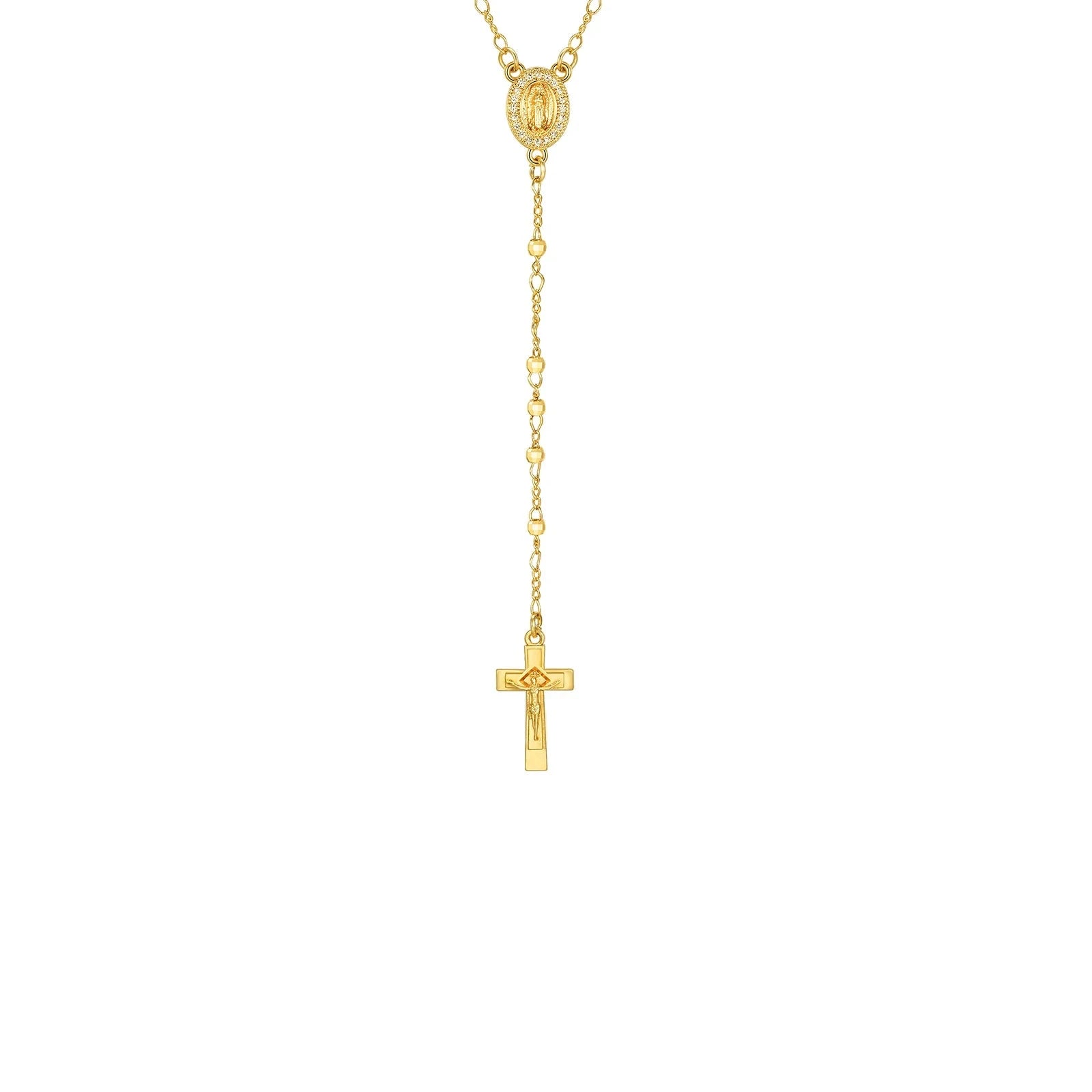 Virgin Mary Heart Rosary Necklace - Gold - BRAVAN Virgin Mary Heart Rosary Necklace - Gold  (Store description)