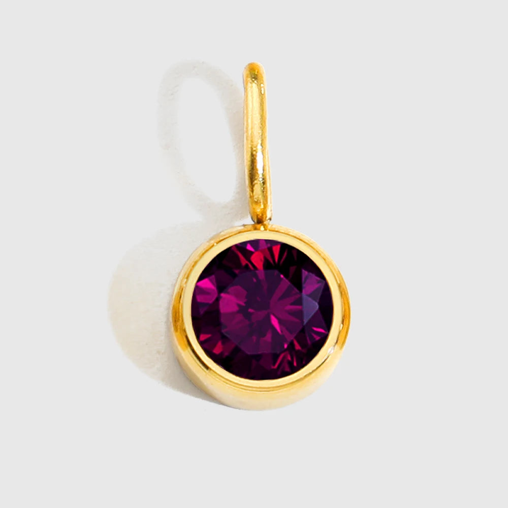 Round Birthstone Pendants - Gold