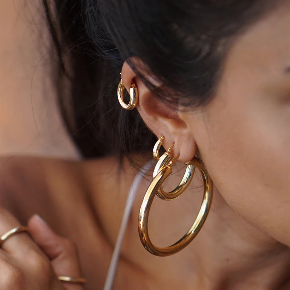 3Pc Hoop Earring Set - Gold