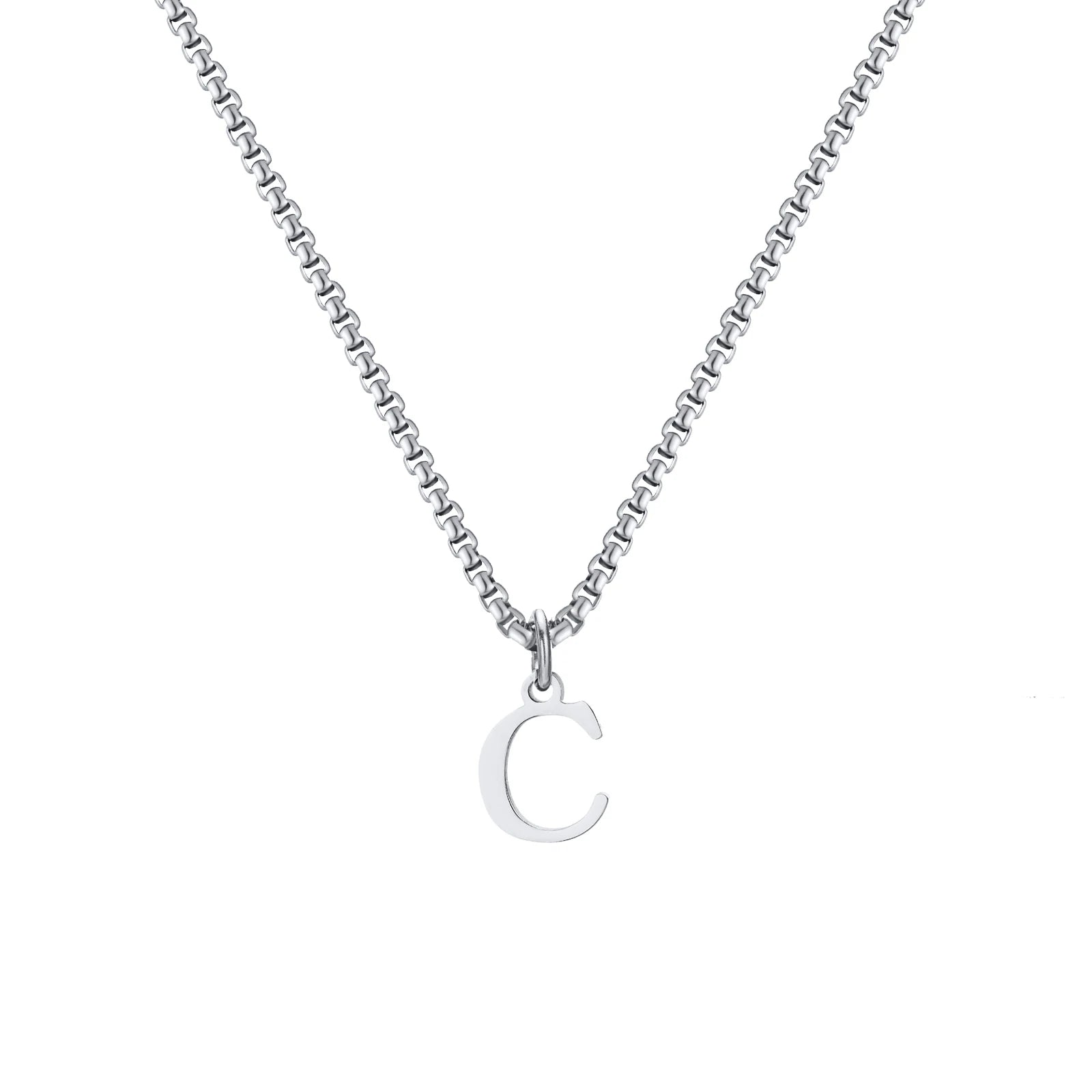 A-Z Letter Necklace - Silver - BRAVAN A-Z Letter Necklace - Silver  (Store description)