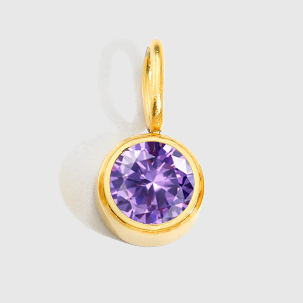 Round Birthstone Pendants - Gold