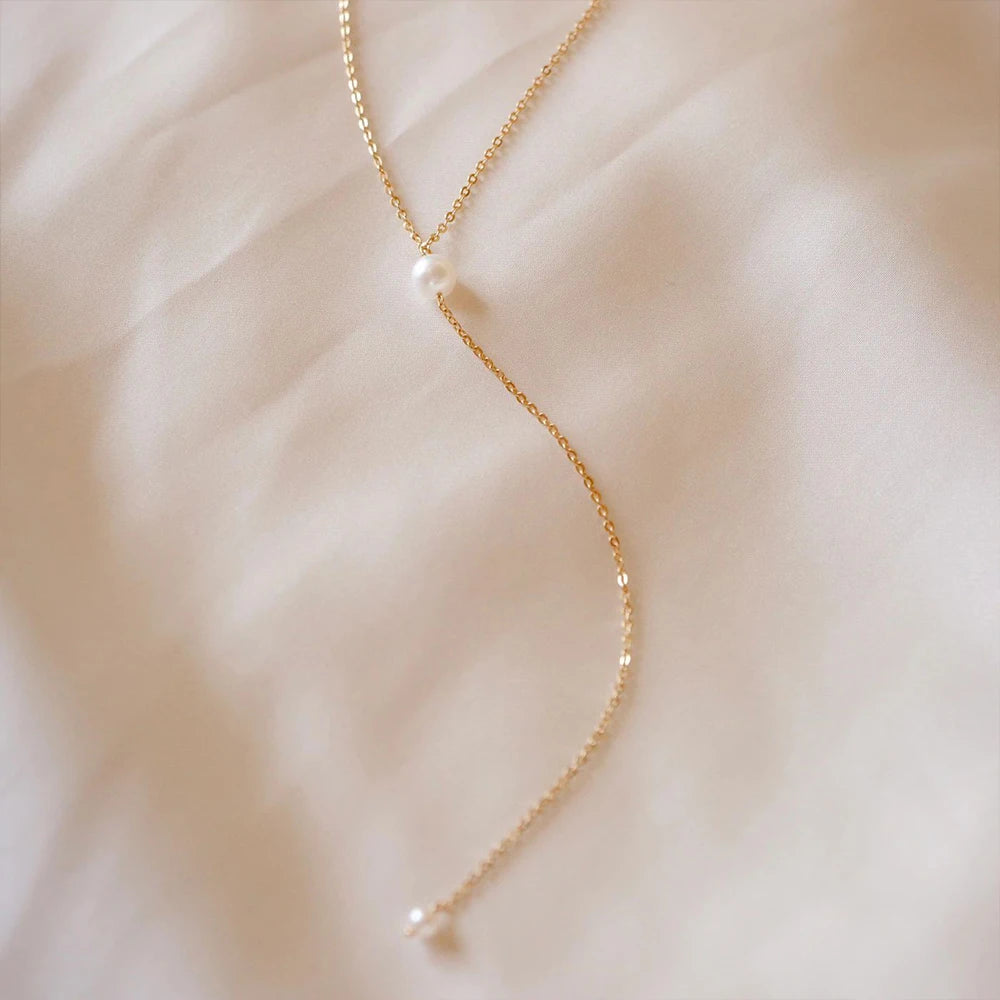 Dainty Pearl Necklace - Gold