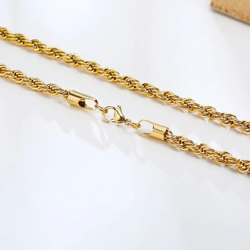 Twisted Rope Necklace - Gold - BRAVAN Twisted Rope Necklace - Gold  (Store description)