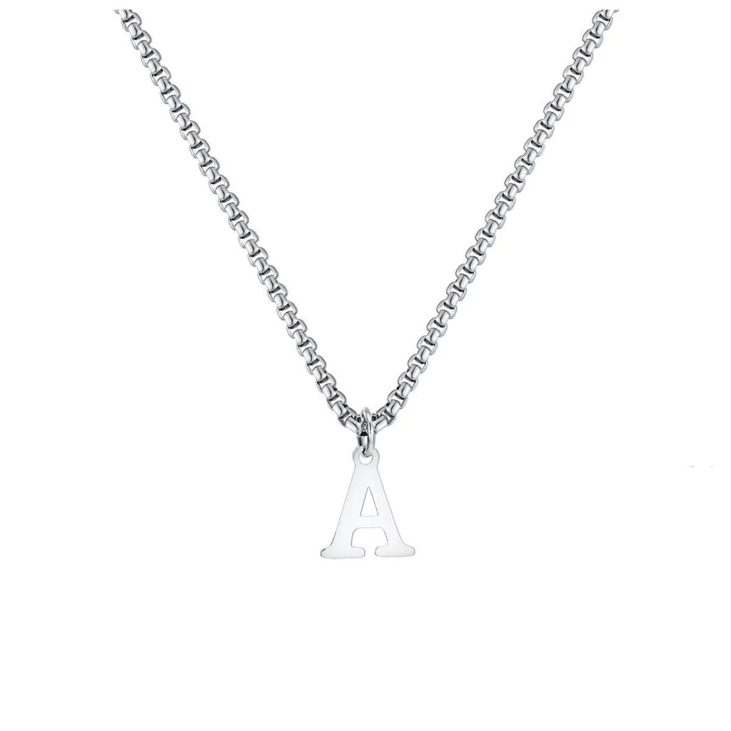 A-Z Letter Necklace - Silver - BRAVAN A-Z Letter Necklace - Silver  (Store description)