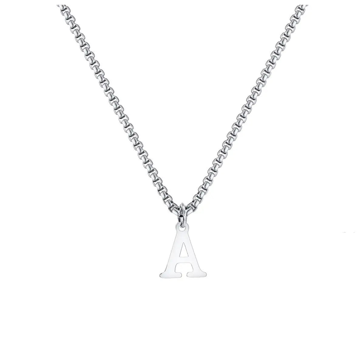 A-Z Letter Necklace - Silver - BRAVAN A-Z Letter Necklace - Silver  (Store description)