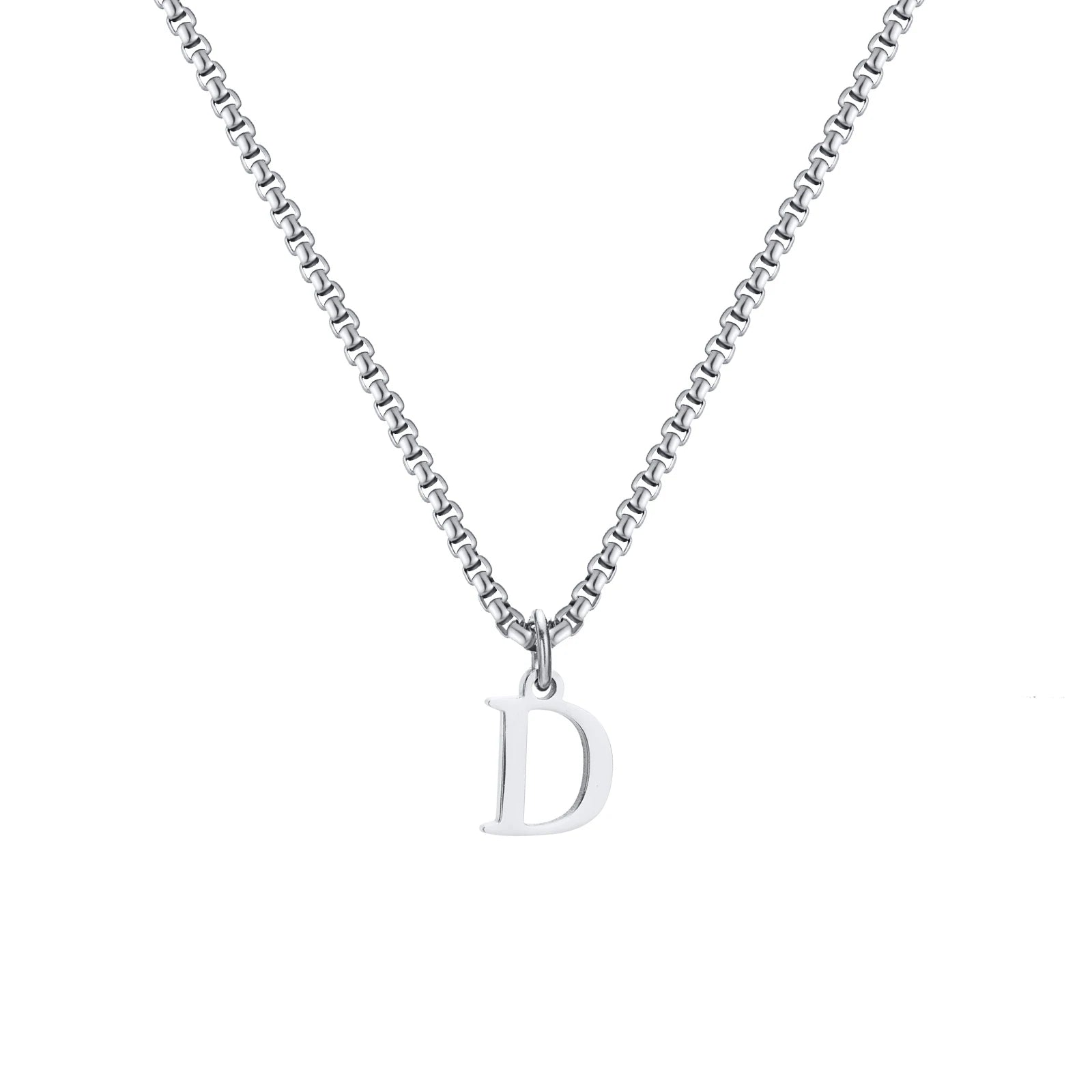 A-Z Letter Necklace - Silver - BRAVAN A-Z Letter Necklace - Silver  (Store description)