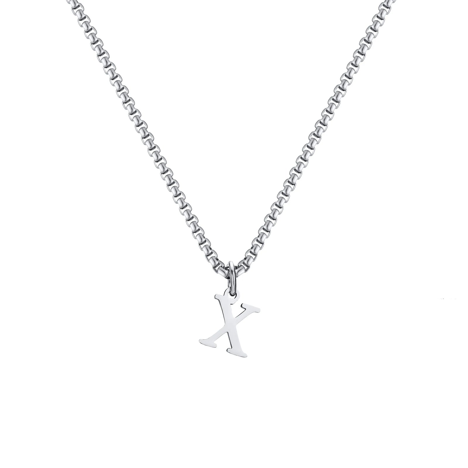 A-Z Letter Necklace - Silver - BRAVAN A-Z Letter Necklace - Silver  (Store description)