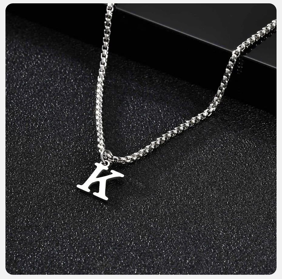 A-Z Letter Necklace - Silver - BRAVAN A-Z Letter Necklace - Silver  (Store description)