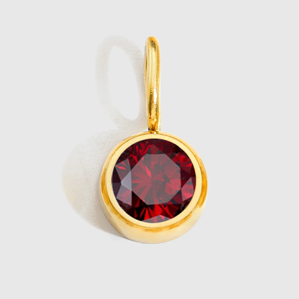Round Birthstone Pendants - Gold